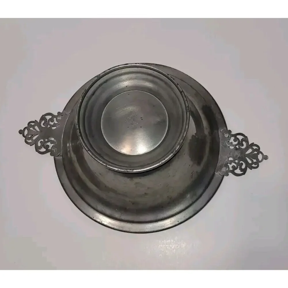 1930s Vintage Revere Pewter By Benedict‎ 433 Porringer Handles 8” Footed Bowl